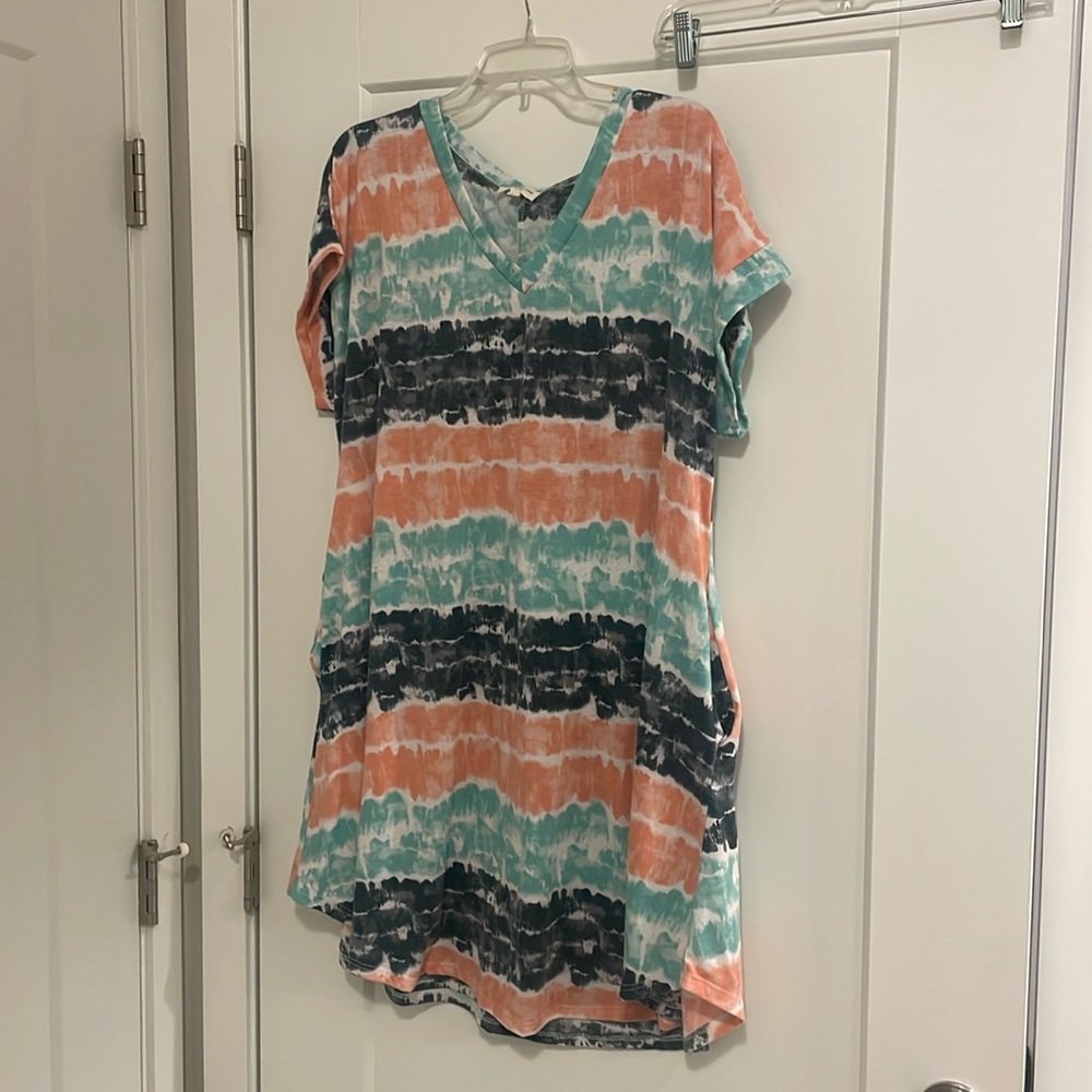 Tie-dye lightweight dress with pockets
